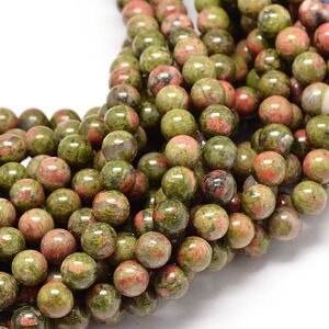 6MM Unakite Beads-ONE Gemstone Bead‎ Strand-Jewelry Making Supplies Crafts NWT